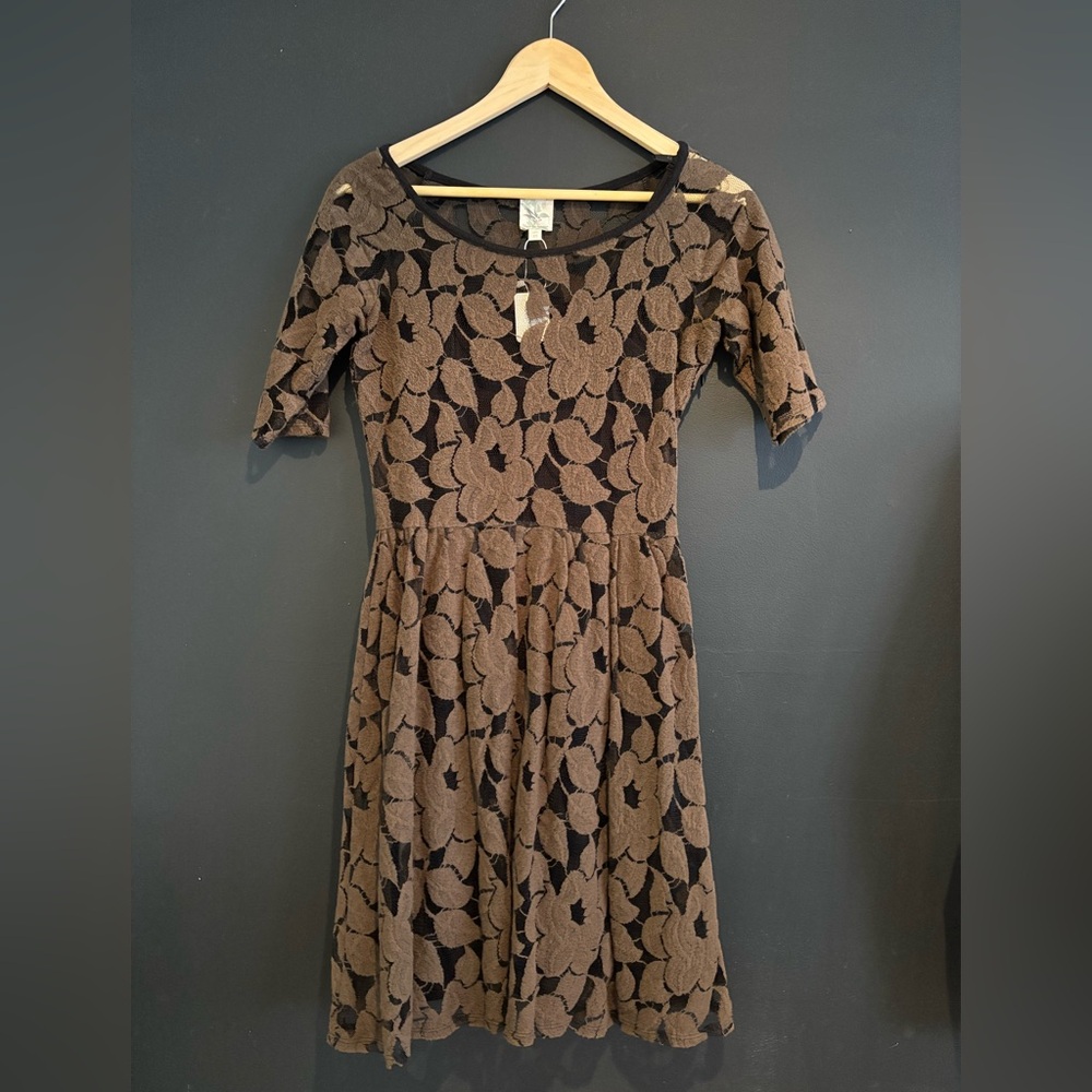 Mesh Black and Brown Floral Dress
